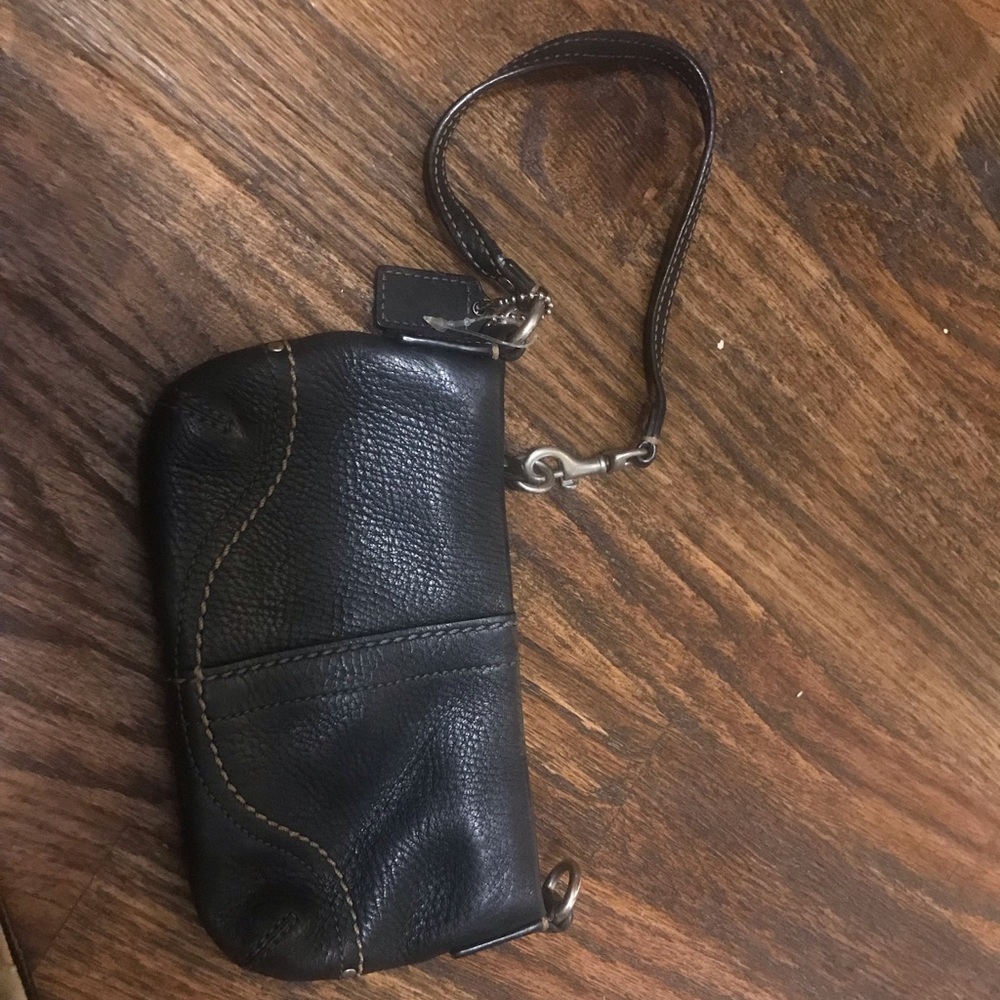 Coach Black Leather Wristlet
